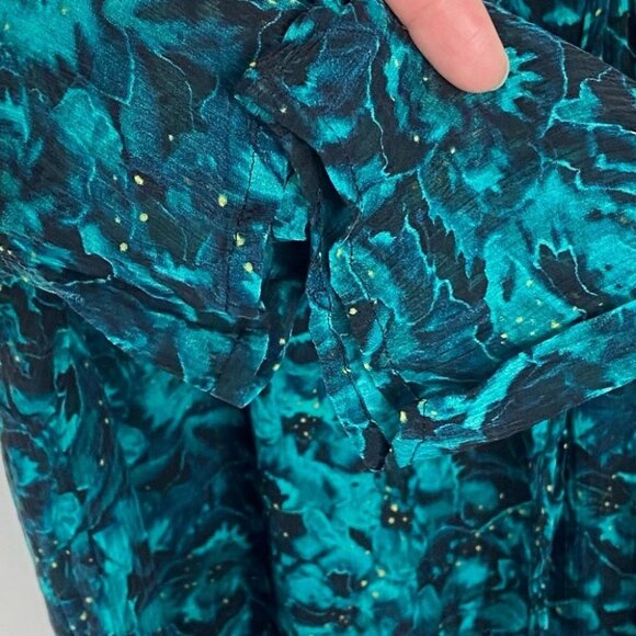 Nicole Richie Bohemian 100% Silk Blouse Size Small Winter Kate Blue Floral Top S - Picture 6 of 10